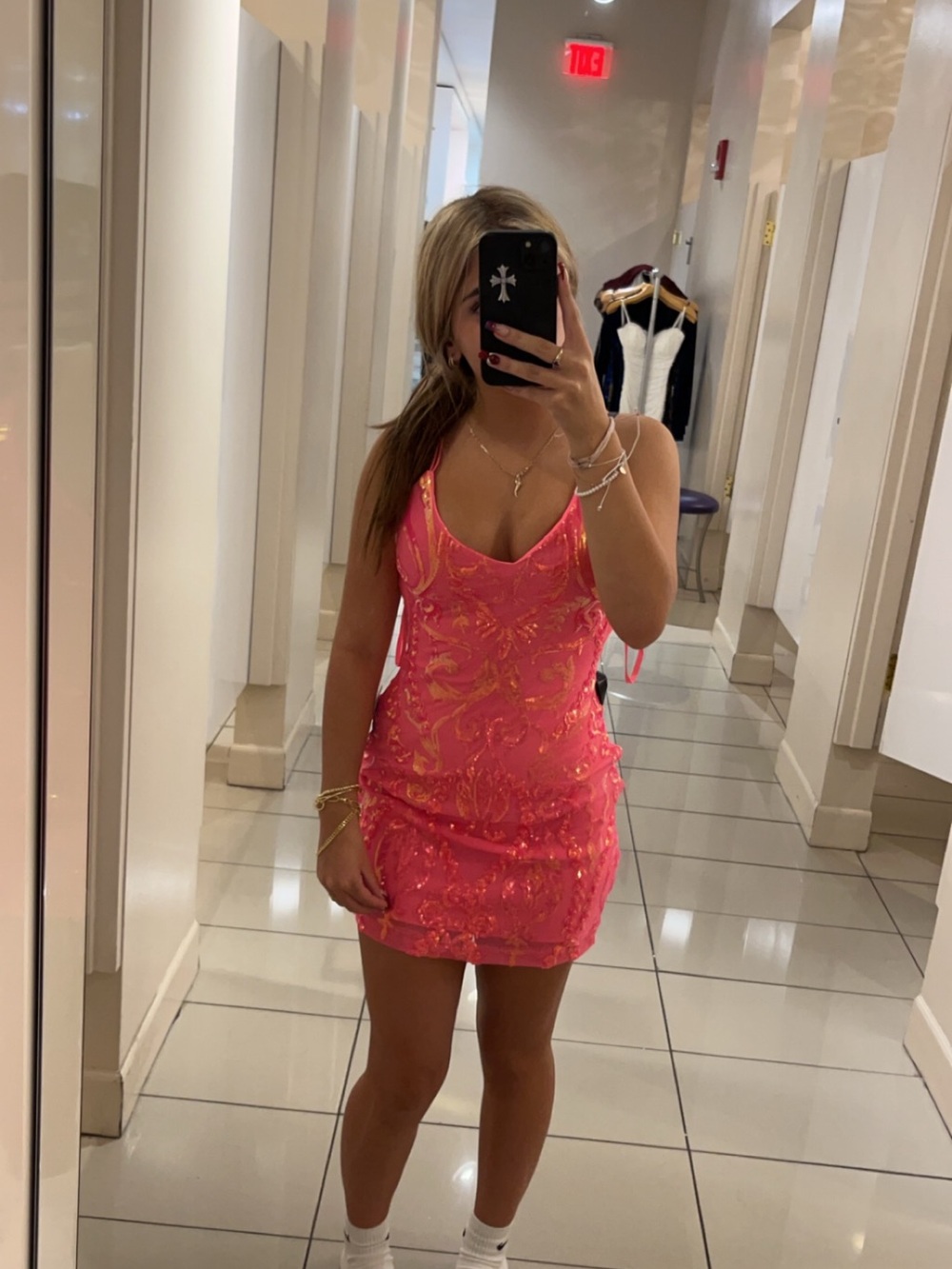 Windsor Neon Pink Sequin Slip Mini Dress
